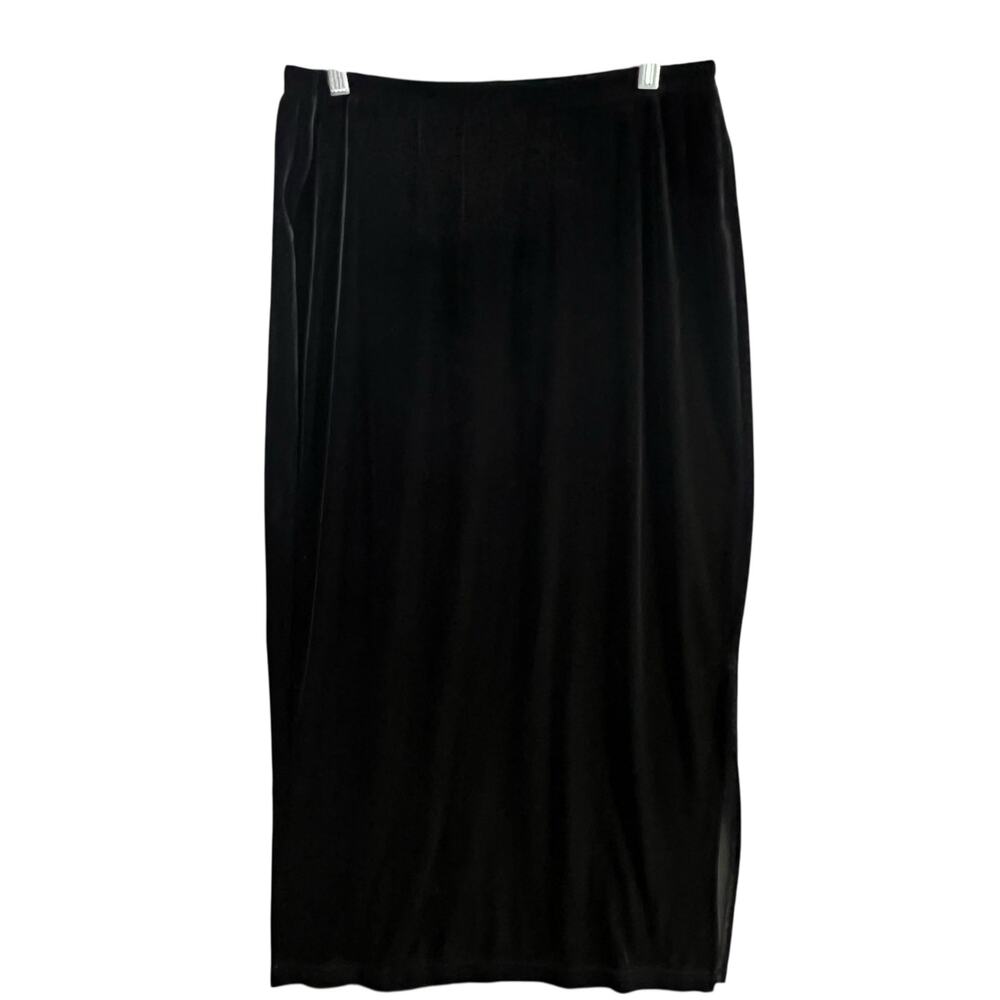 Vintage Clio Velvet Midi Skirt‎ M Black Side Slit Dark Academia Whimsygoth USA - Picture 3 of 15